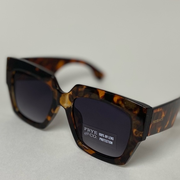 Frye & Co Oversized Square Dark Gradient Lens Sunglasses Tortoise Brown - Picture 4 of 8